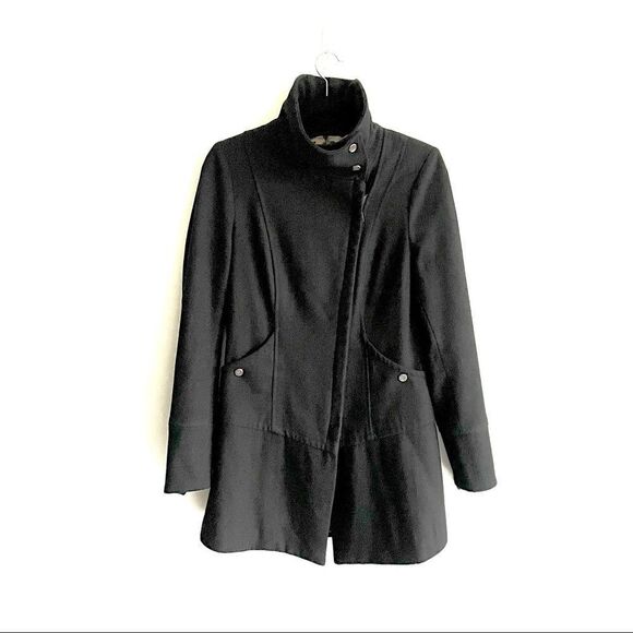 STEVE MADDEN Wool Winter Asymmetrical Coat Black S - Picture 2 of 9
